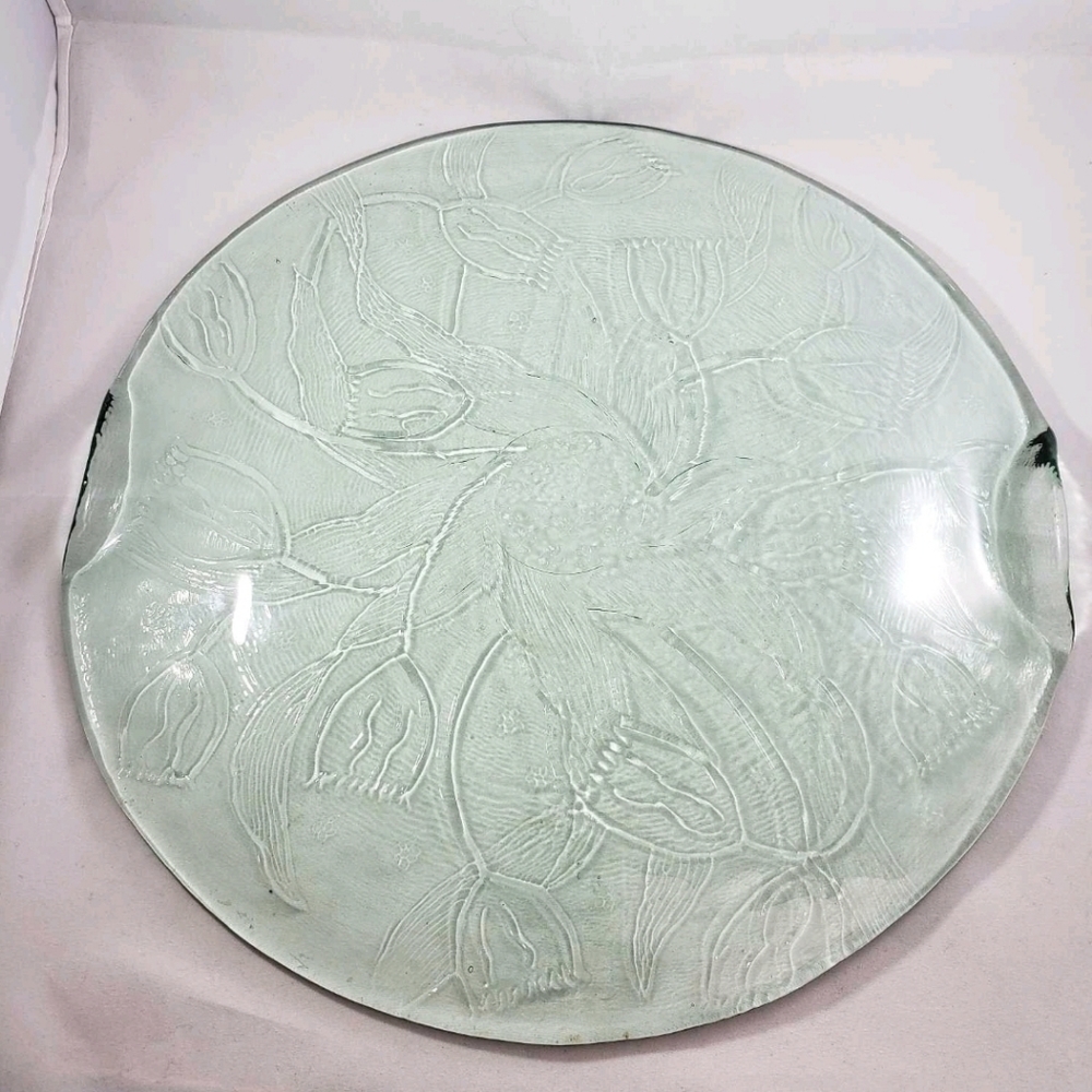 COPY - Stunning Kosta Boda style Swedish antique glass cheese platter